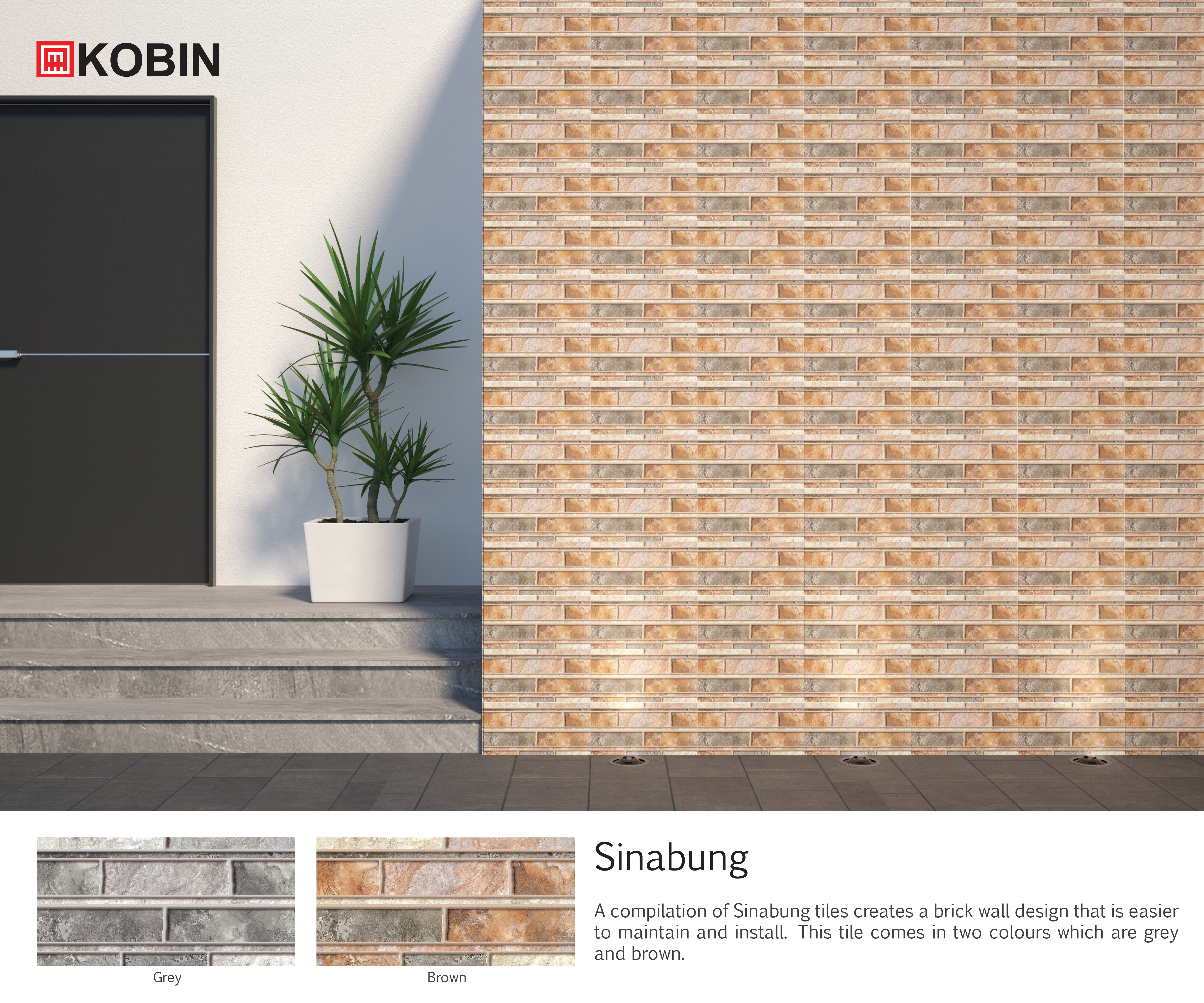 KOBIN Kobin Sinabung Grey 20x40 - 2